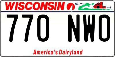 WI license plate 770NWO