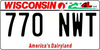 WI license plate 770NWT