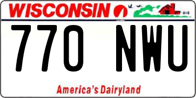 WI license plate 770NWU