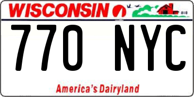 WI license plate 770NYC