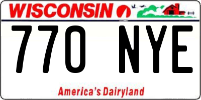 WI license plate 770NYE