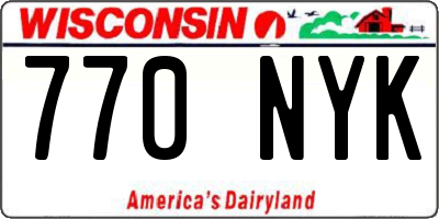 WI license plate 770NYK
