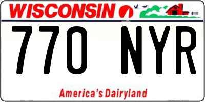 WI license plate 770NYR
