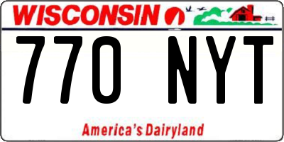 WI license plate 770NYT