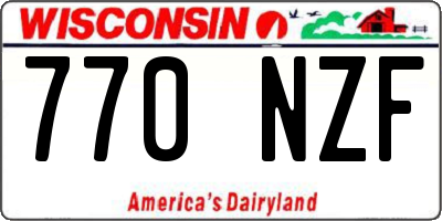 WI license plate 770NZF