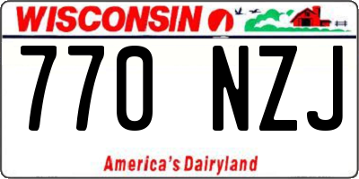 WI license plate 770NZJ