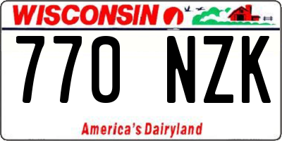 WI license plate 770NZK