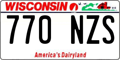 WI license plate 770NZS