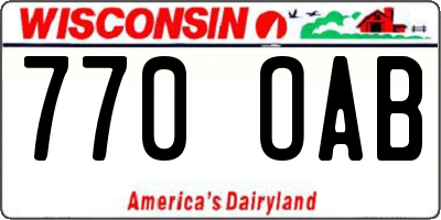 WI license plate 770OAB