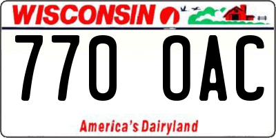 WI license plate 770OAC