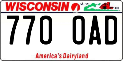 WI license plate 770OAD