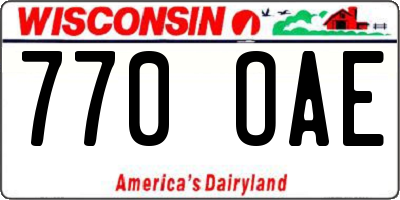 WI license plate 770OAE