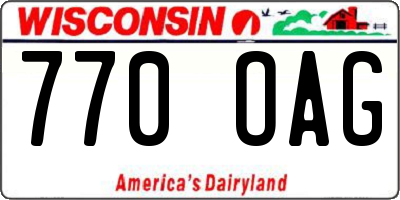 WI license plate 770OAG
