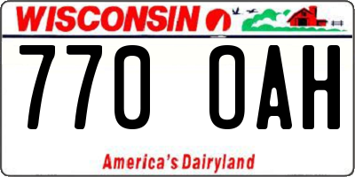 WI license plate 770OAH