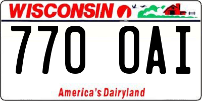 WI license plate 770OAI