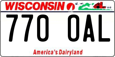 WI license plate 770OAL