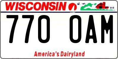 WI license plate 770OAM