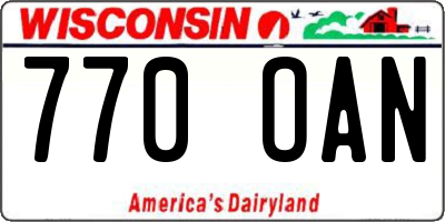 WI license plate 770OAN