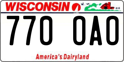 WI license plate 770OAO