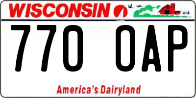WI license plate 770OAP