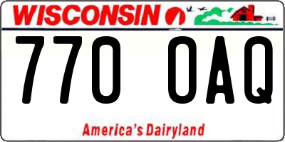 WI license plate 770OAQ
