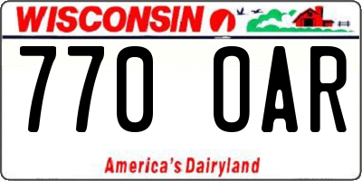 WI license plate 770OAR