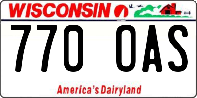 WI license plate 770OAS
