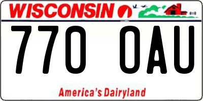 WI license plate 770OAU