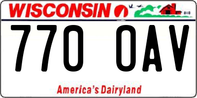 WI license plate 770OAV