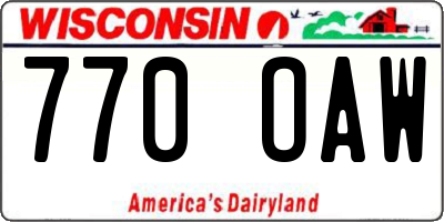 WI license plate 770OAW