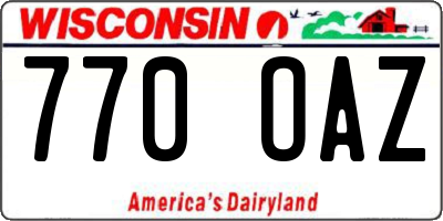 WI license plate 770OAZ