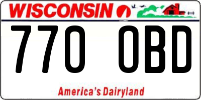 WI license plate 770OBD