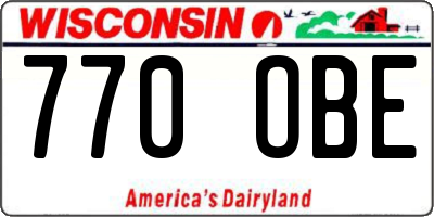 WI license plate 770OBE