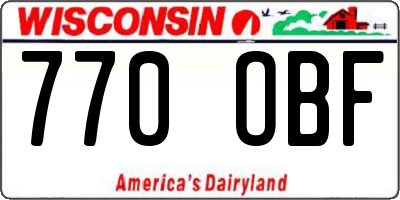 WI license plate 770OBF
