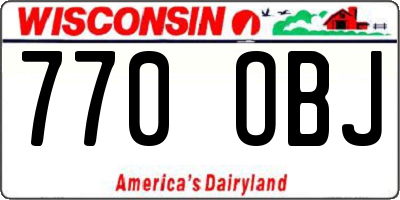 WI license plate 770OBJ