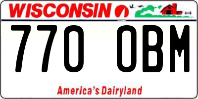 WI license plate 770OBM