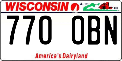WI license plate 770OBN