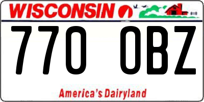 WI license plate 770OBZ