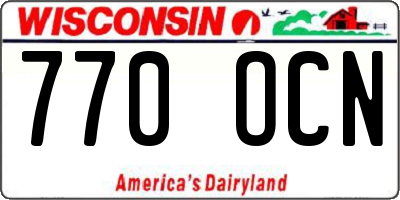 WI license plate 770OCN