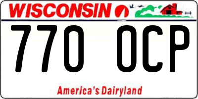 WI license plate 770OCP