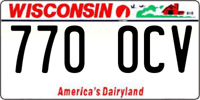 WI license plate 770OCV