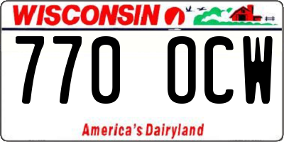WI license plate 770OCW