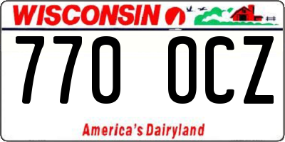 WI license plate 770OCZ