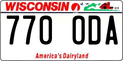 WI license plate 770ODA