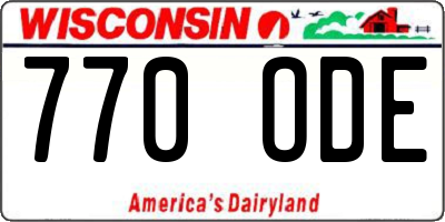 WI license plate 770ODE