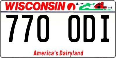 WI license plate 770ODI