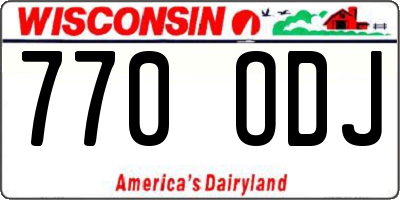 WI license plate 770ODJ