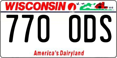 WI license plate 770ODS