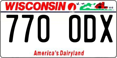 WI license plate 770ODX