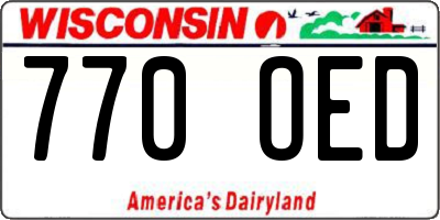 WI license plate 770OED